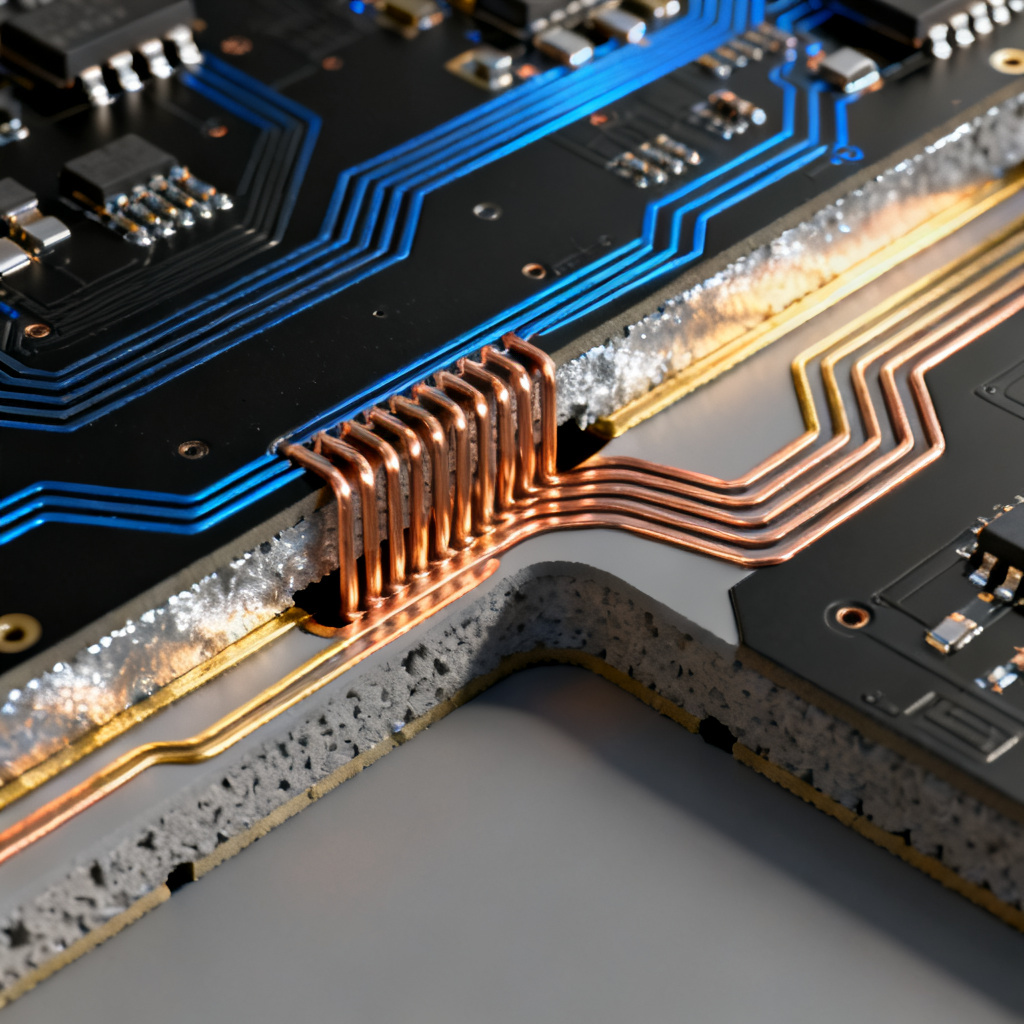 Return path discontinuity current loops in high speed PCB showing signal and return current path