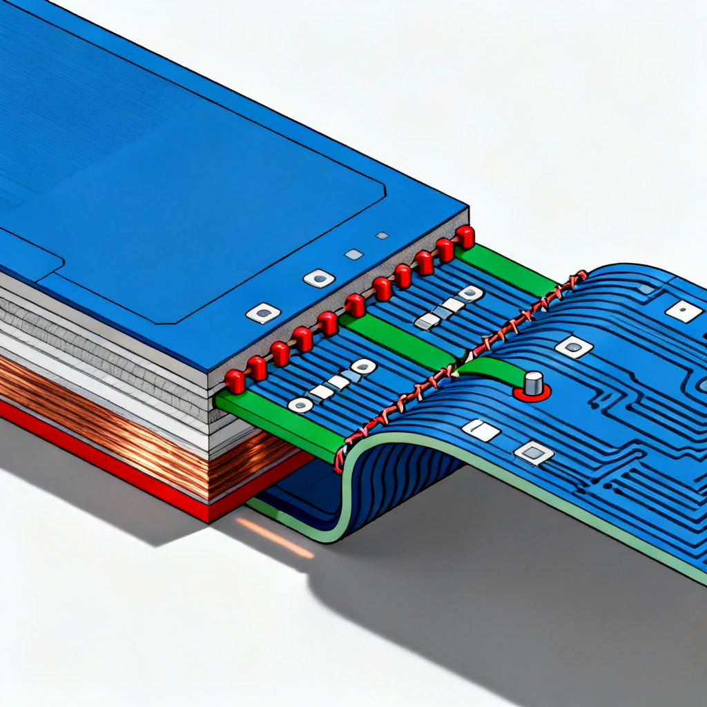 Rigid-flex transition return path discontinuity with stitching vias and ground bridges
