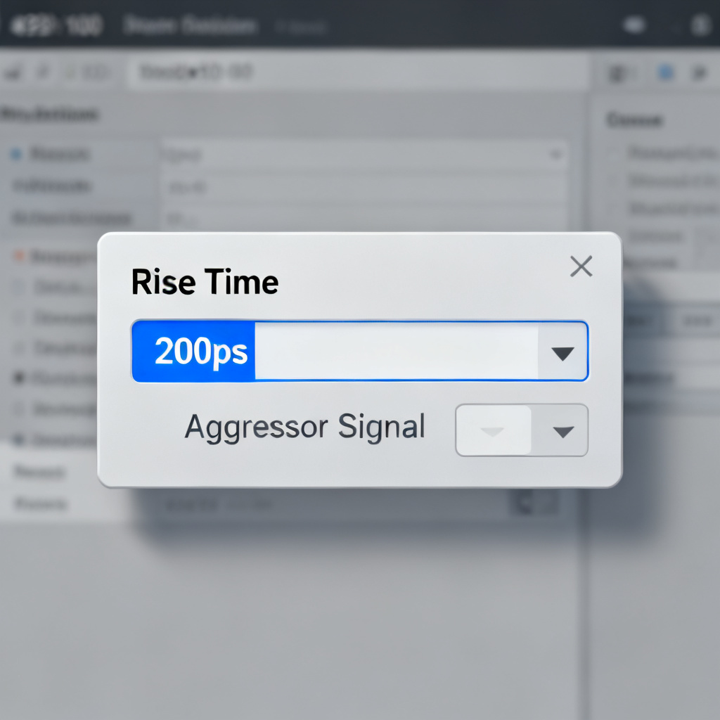 Rise time parameter setup for crosstalk coupling length analysis in EDA tool