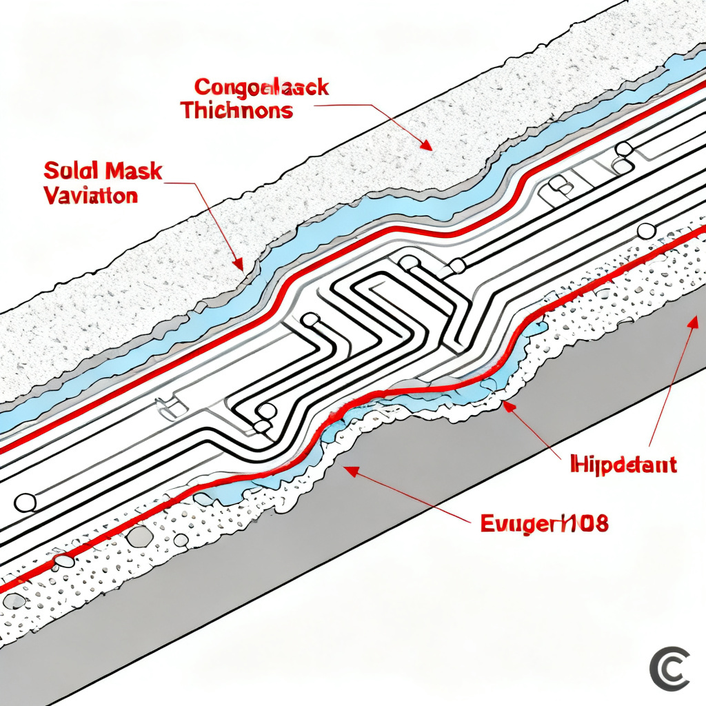 Solder mask thickness variation affecting impedance control PCB accuracy