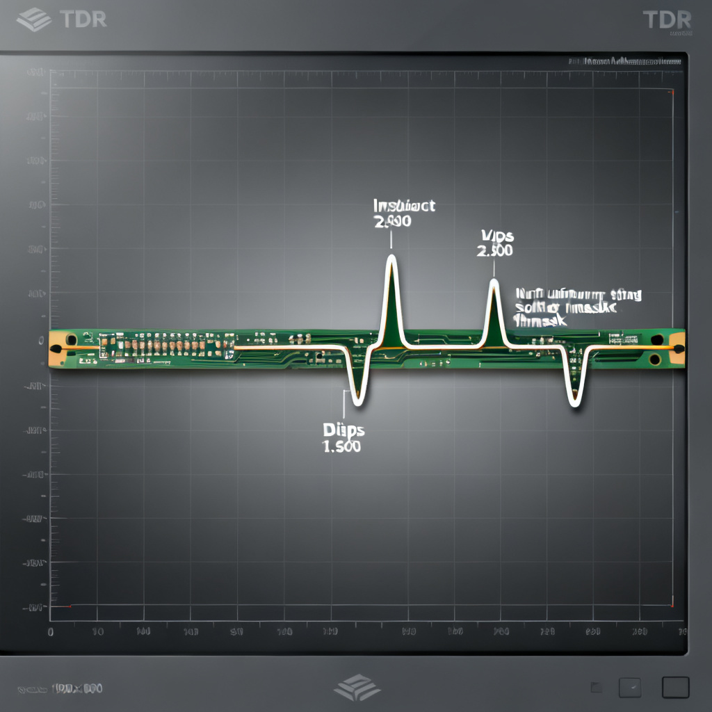 TDR waveform showing solder mask thickness variation creating minor reflections in transmission line