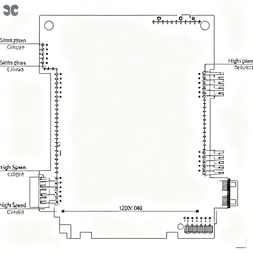 Stitching via placement rules for ground plane split and connector areas in high-speed PCB design