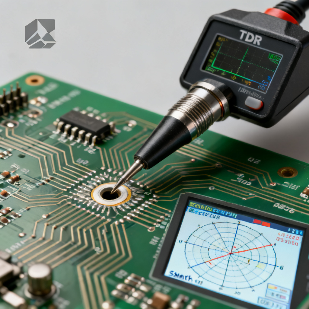 TDR impedance measurement of via stub on PCB for reflection analysis using Smith Chart