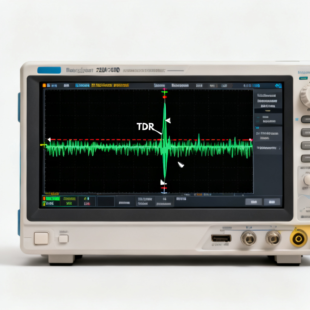 TDR measurement showing impedance spike from return path discontinuity causing ground bounce