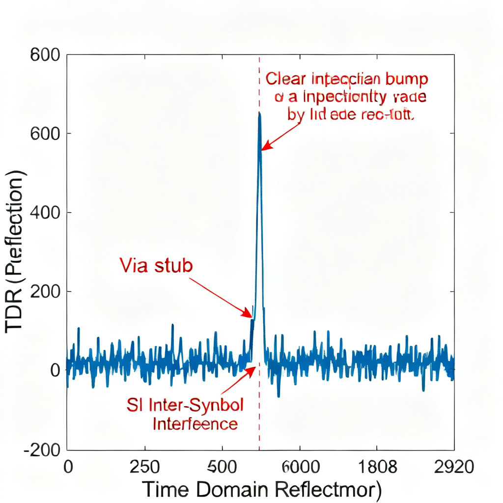 TDR measurement for ISI showing impedance discontinuity in high-speed PCB