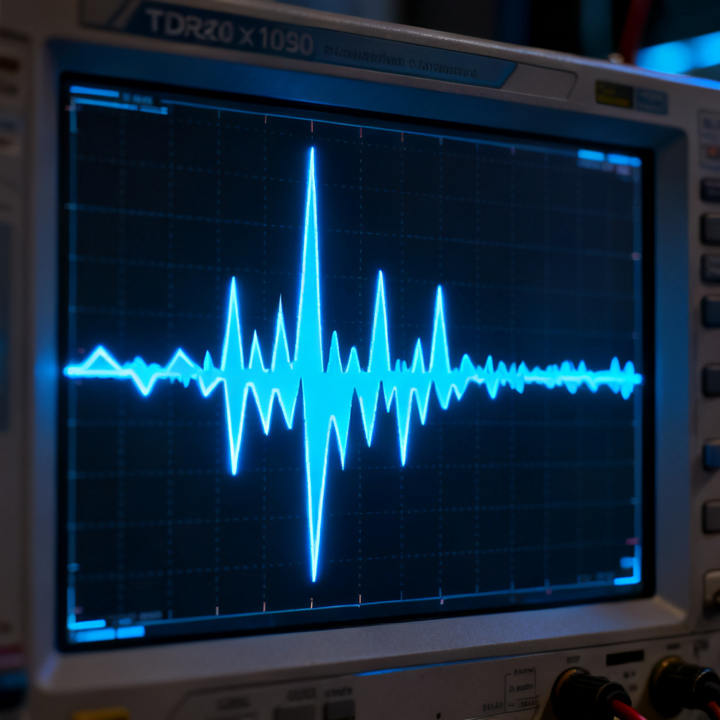 TDR waveform showing reflection from impedance discontinuity