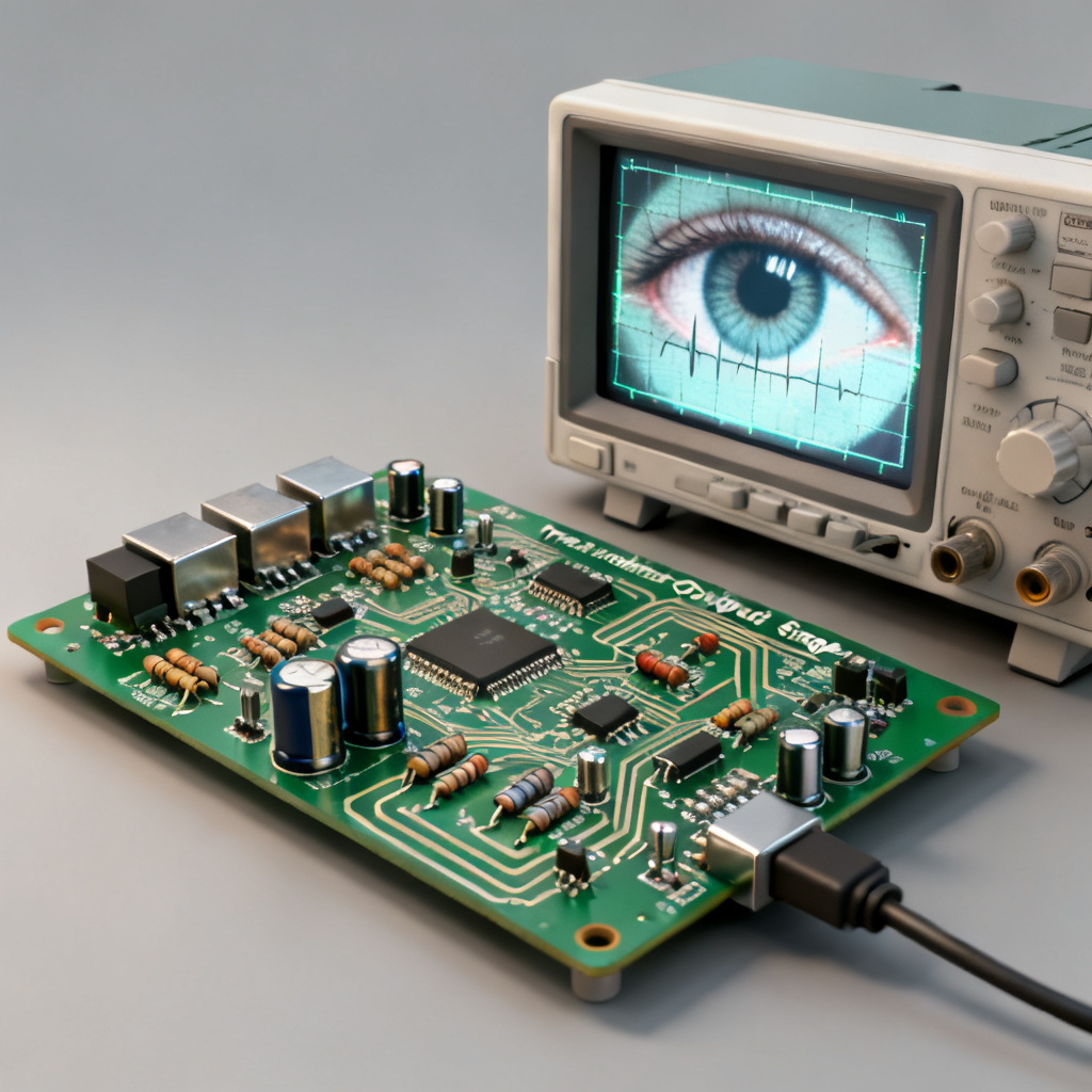 Transmitter eye diagram PCB showing clean wide open eye pattern