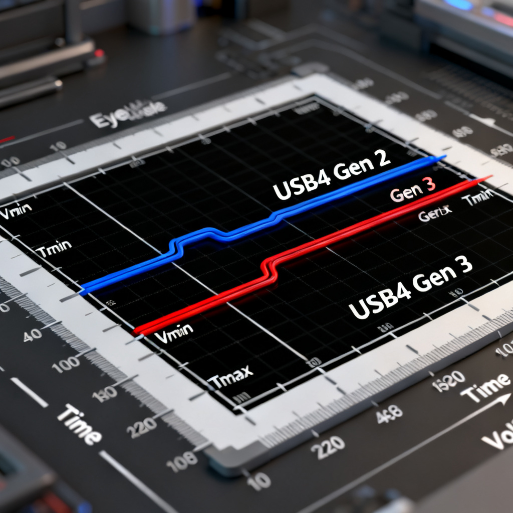 USB4 eye diagram mask test specifications graph showing voltage and timing parameters for Gen 2 and Gen 3