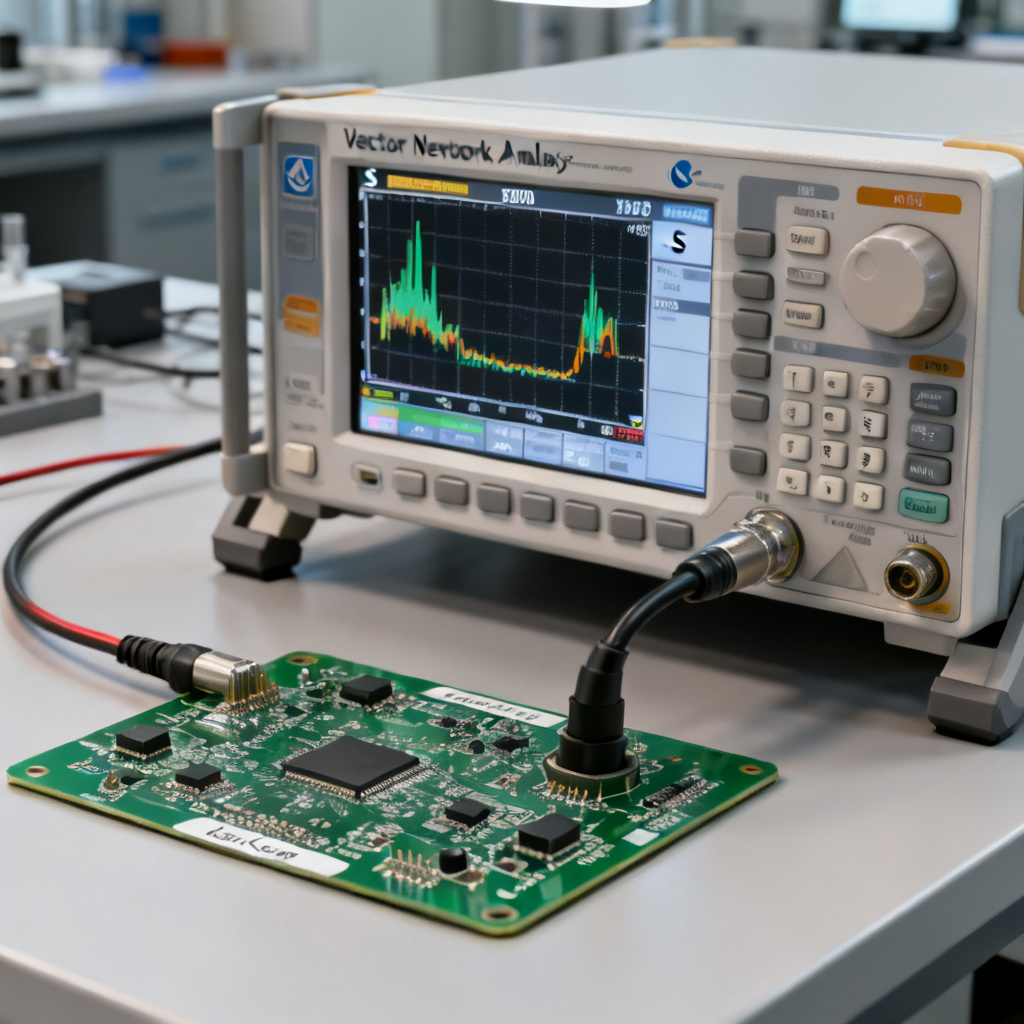 VNA measurement for return path PCB calibration with S-parameter display
