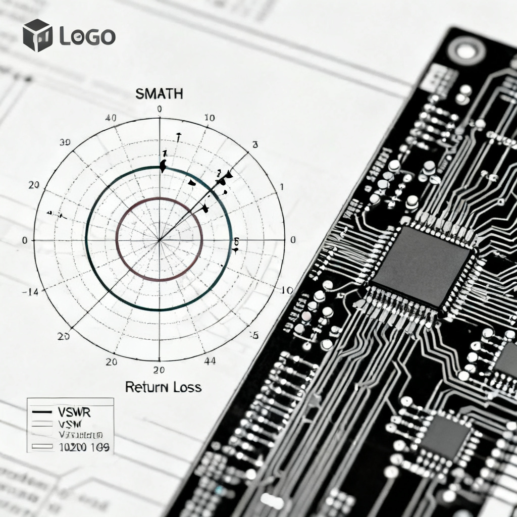 VSWR and return loss measurement on Smith Chart for PCB transmission line reflection