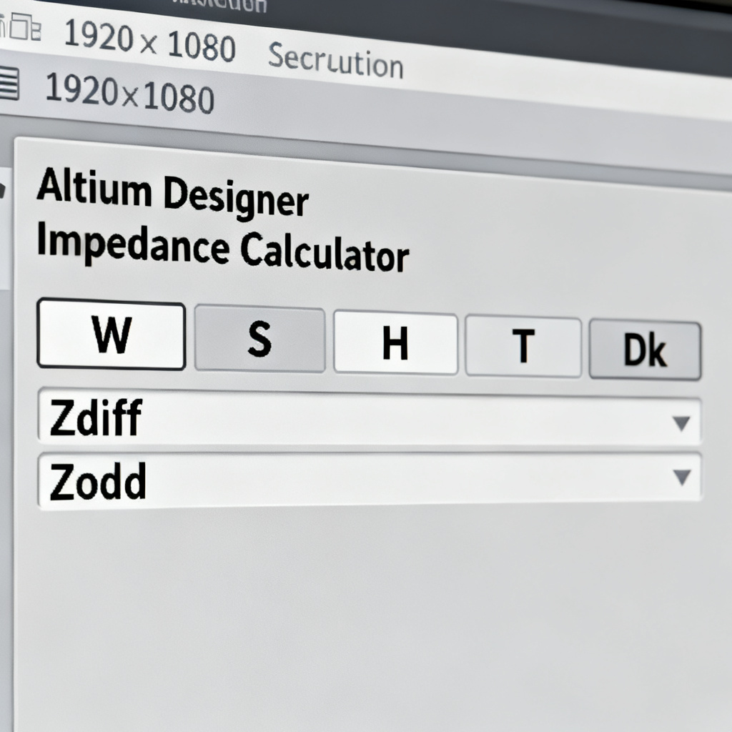 Altium Impedance Calculator for differential pair impedance design showing trace geometry and Zdiff results