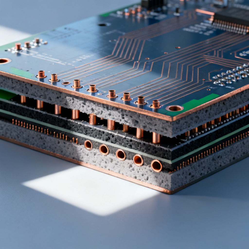 Back-drilling process removing via stubs for via inductance reduction in thick PCB stack-up