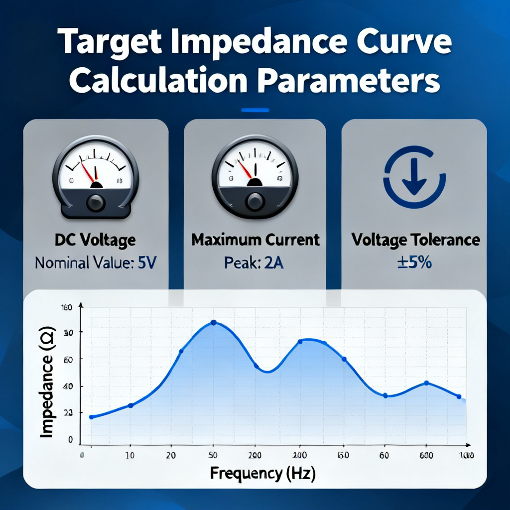 Core parameters target impedance curve calculation with voltage and current values