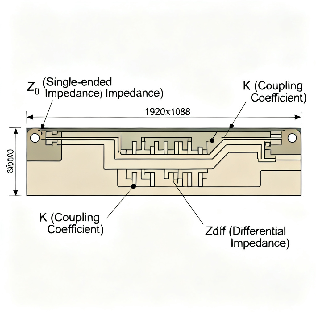 Core variables Z0 K Zdiff diagram for differential pair impedance calculation