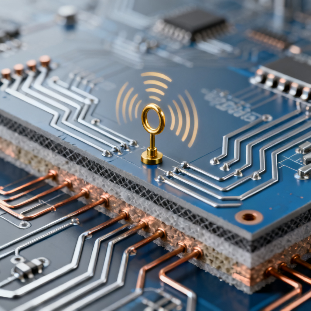 Differential mode loop antenna in high speed PCB design showing signal and return current path