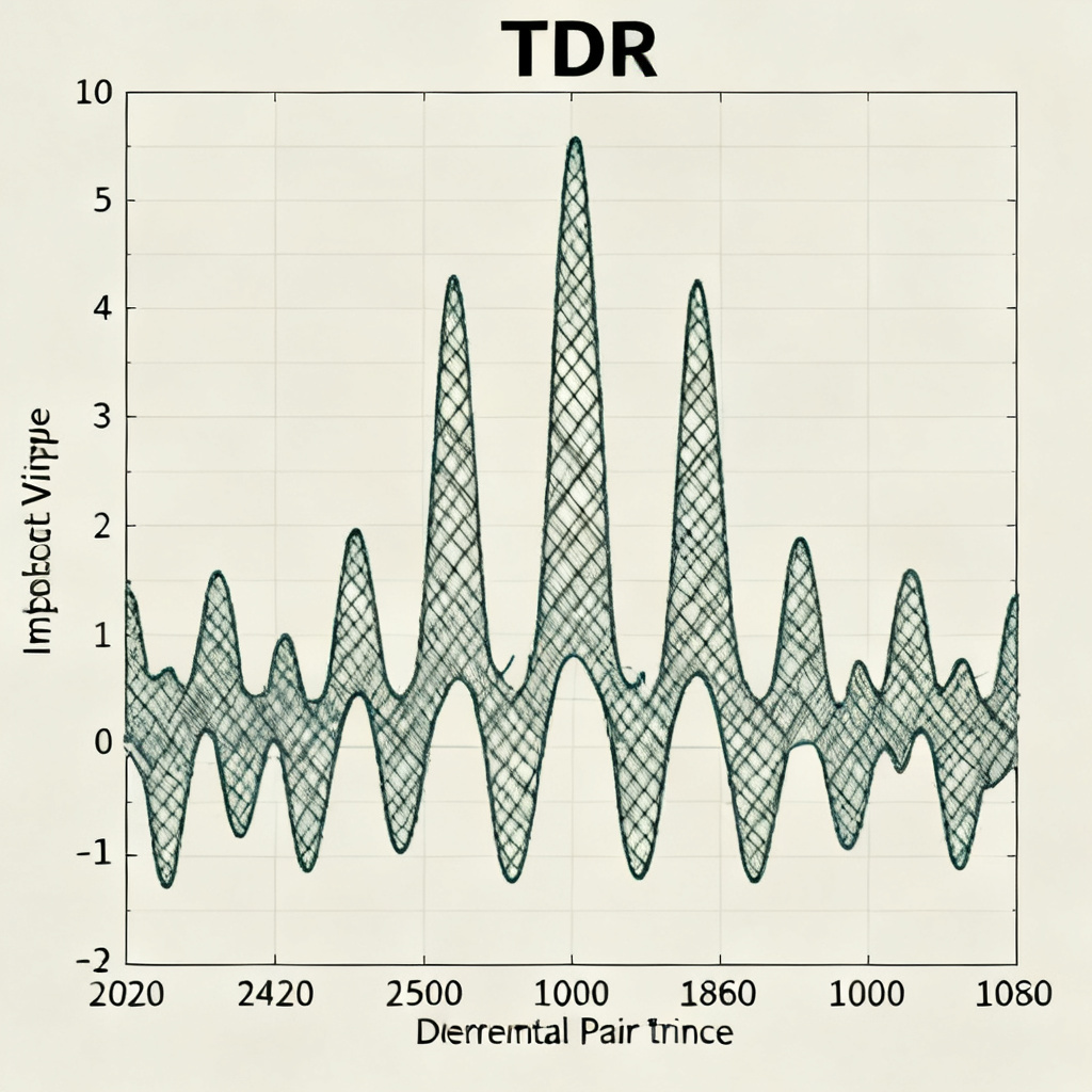 Differential pair impedance variation TDR measurement showing ripple pattern