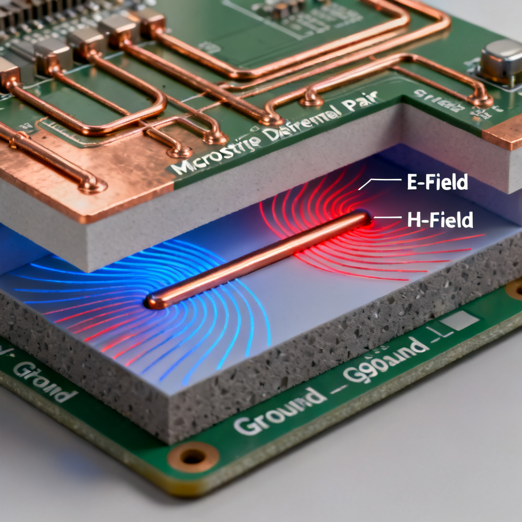 Differential pair impedance comparison between microstrip and stripline PCB structures
