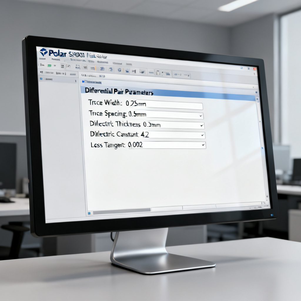Polar Si9000 interface showing differential pair impedance calculation setup