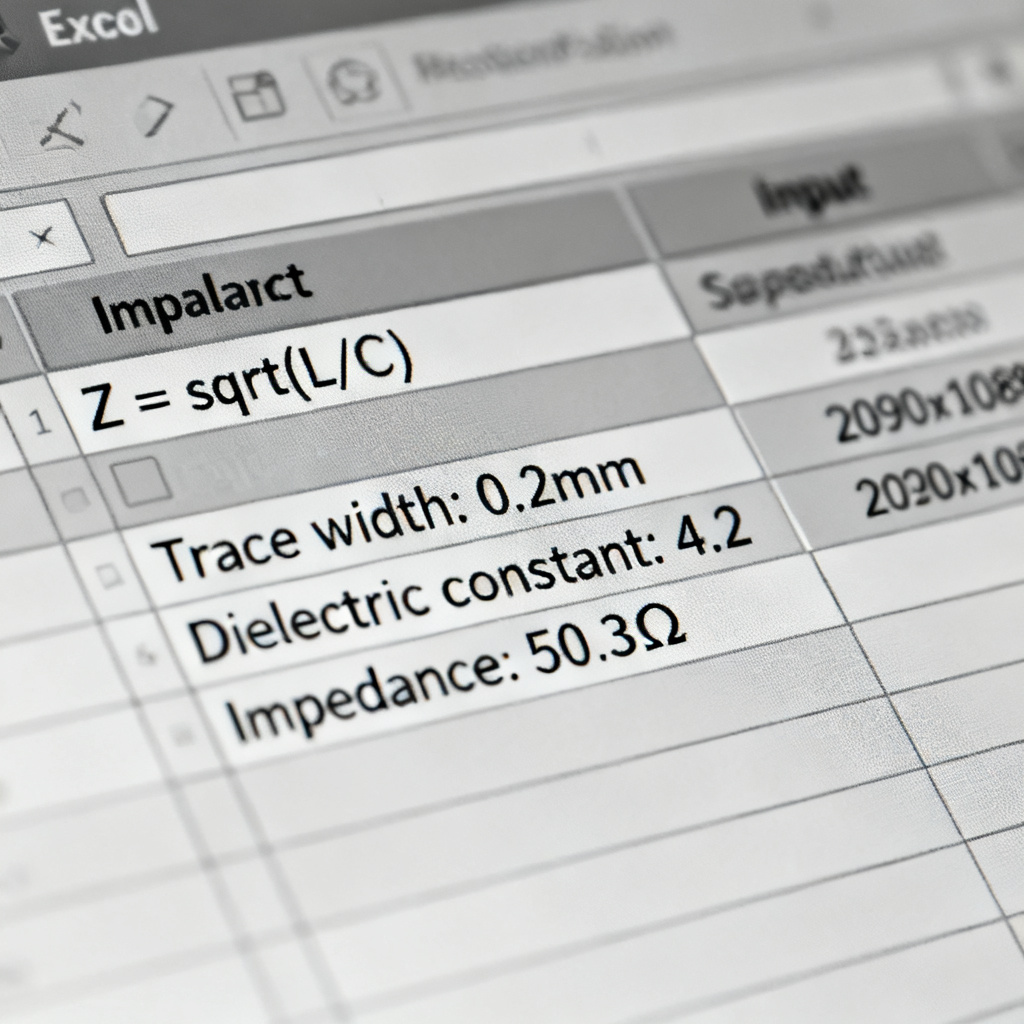 Excel spreadsheet impedance calculation template for differential pair impedance control in high-speed PCB