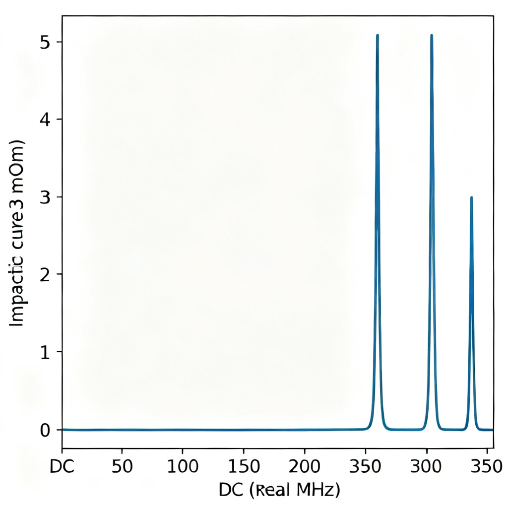 Initial target impedance curve plot PDN with flat line and resonance peaks