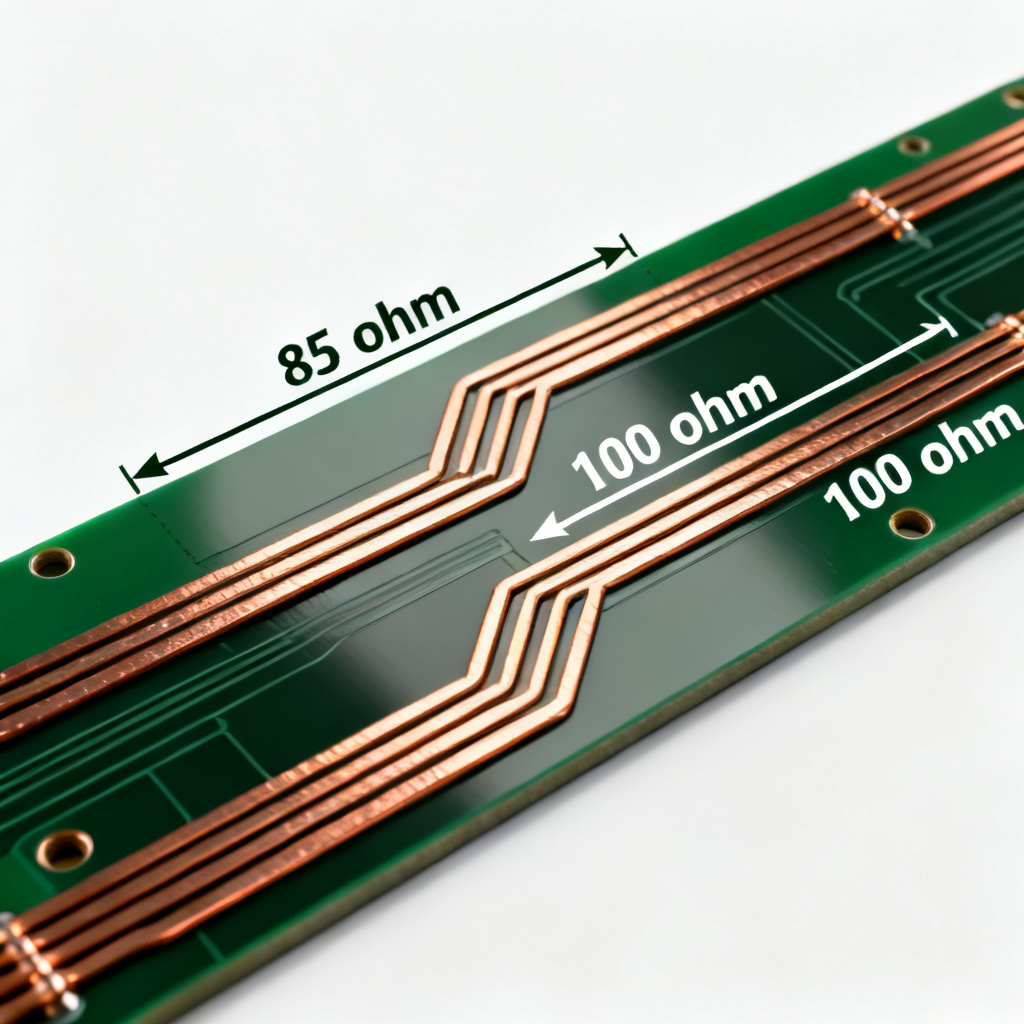 PCIe 5.0 differential pair impedance comparison between 85 ohm and 100 ohm design