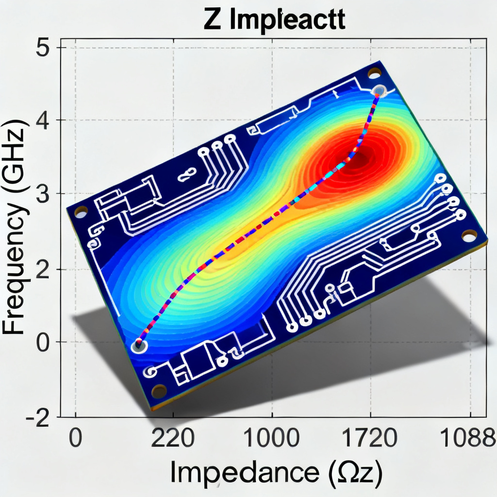 Power Distribution Network simulation showing impedance profile and voltage droop analysis