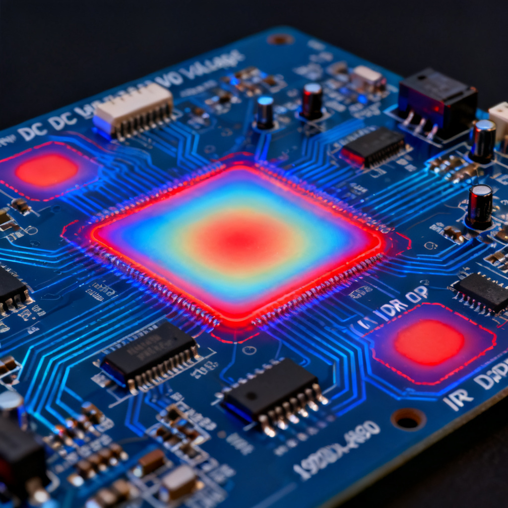 Power Integrity PCB DC results showing IR drop contour map