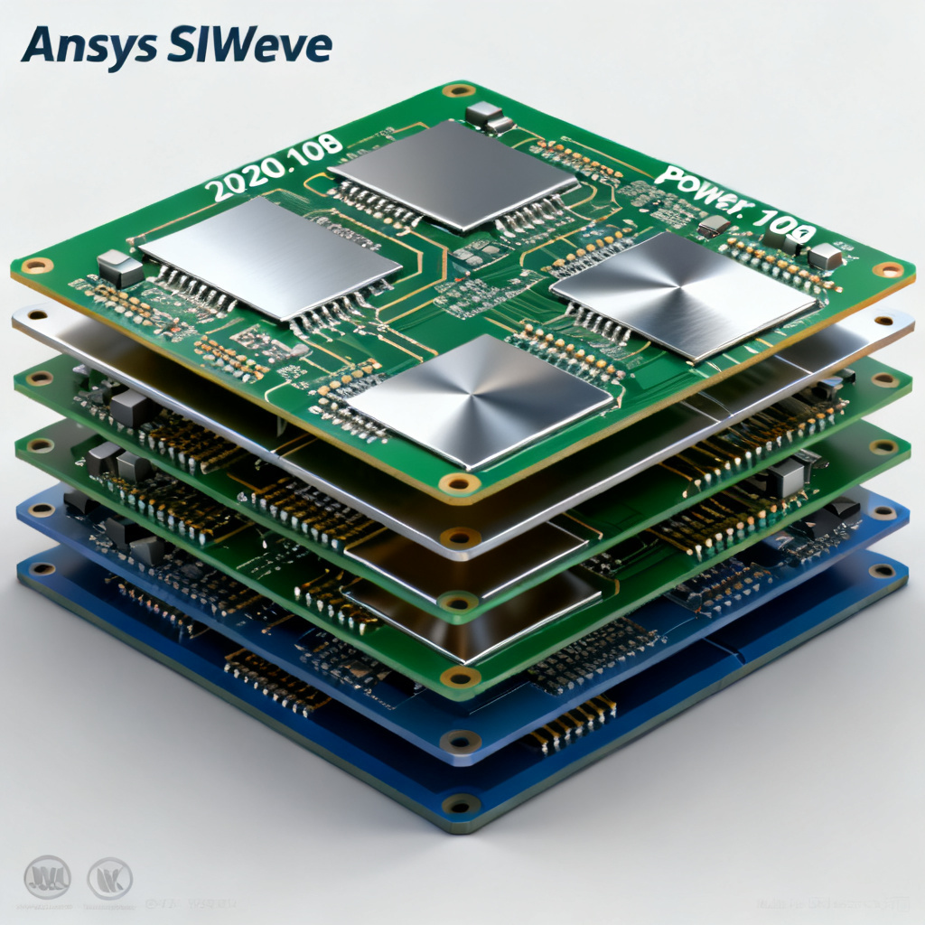 Power Integrity PCB Simulation preparation showing geometry setup in Ansys SIwave