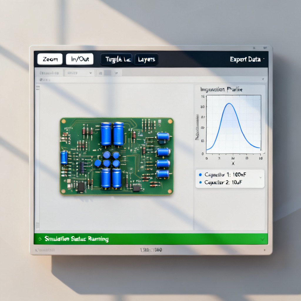 Power Integrity PCB tools interface showing PDN simulation setup for high-speed PCBs