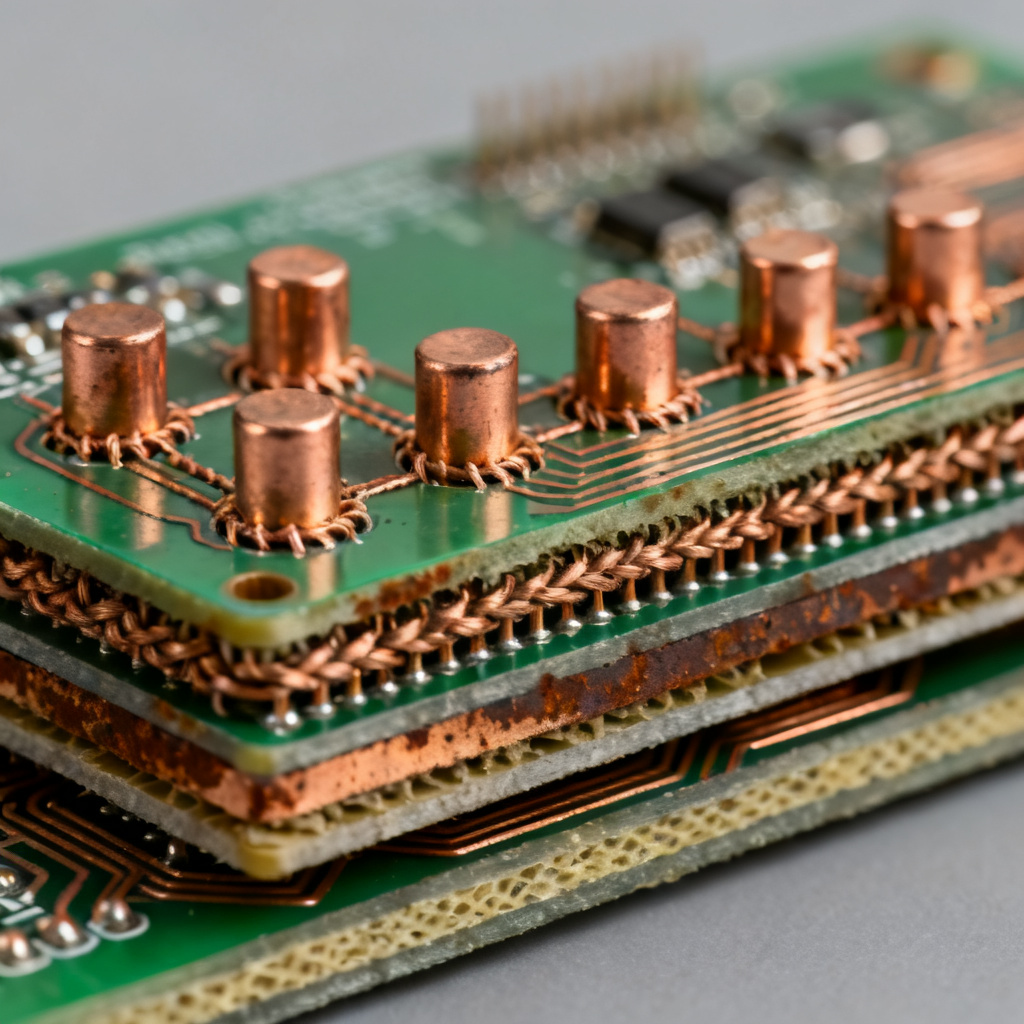 Power plane stitching vias for high current power planes and traces design