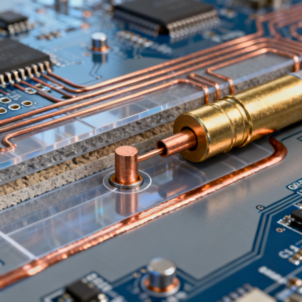 Return via mitigation technique for return path discontinuity in high speed PCB showing proper via placement