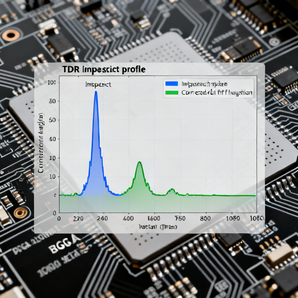 TDR impedance profile showing BGA breakout impedance discontinuity and correction
