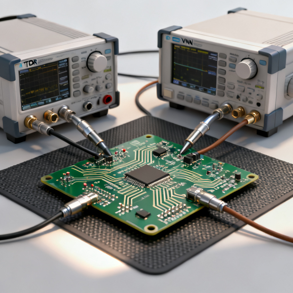 TDR and VNA impedance verification setup for PCIe 5.0 PCB testing