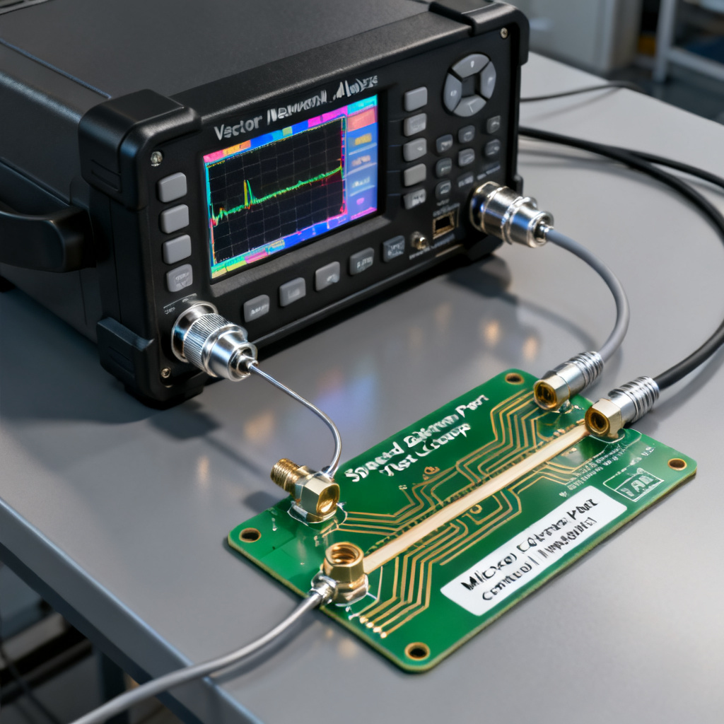 VNA differential pair impedance verification setup with mixed-mode S-parameters