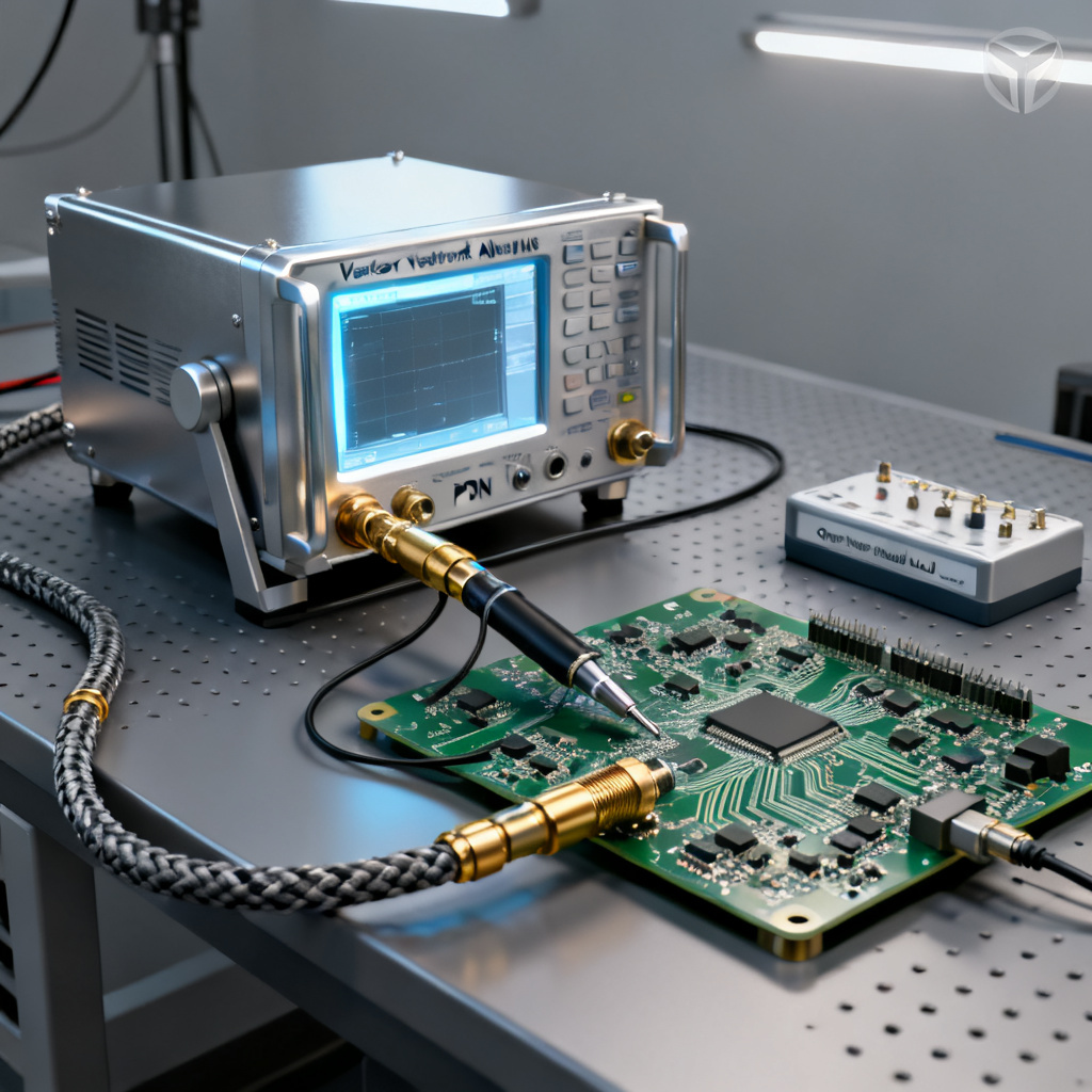 VNA PDN impedance measurement setup for power integrity PCB testing