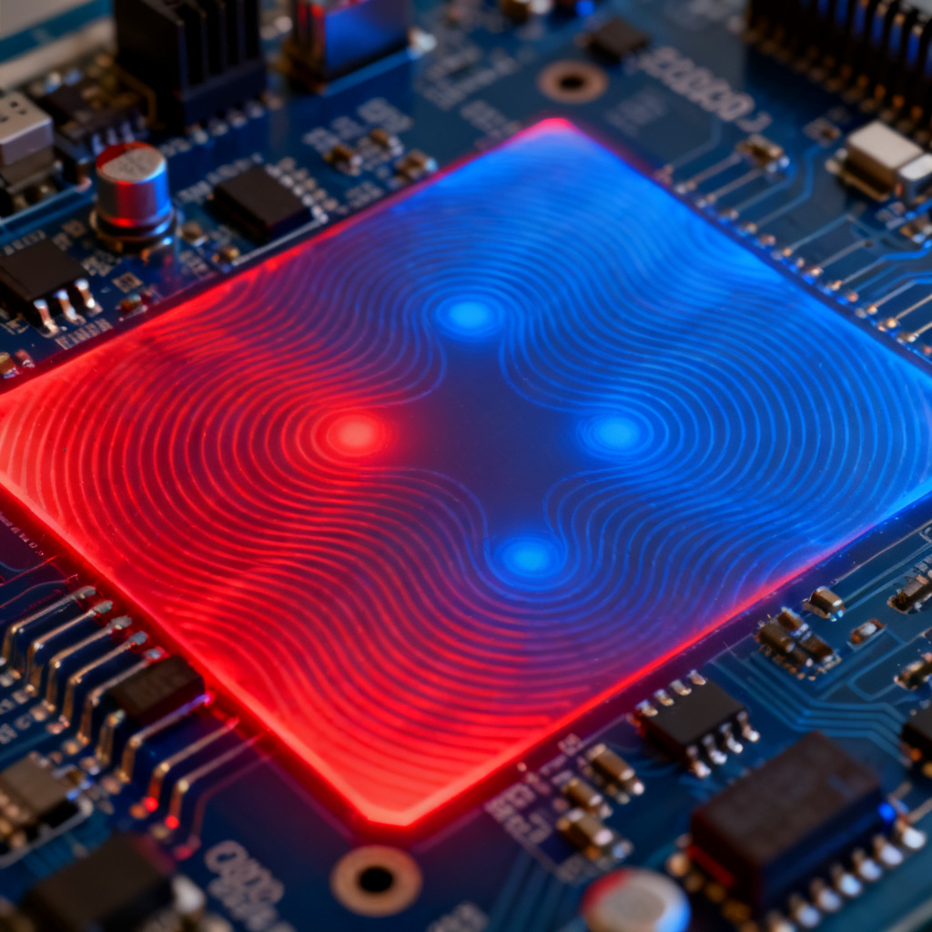Voltage distribution map showing standing wave patterns from power integrity PCB resonance